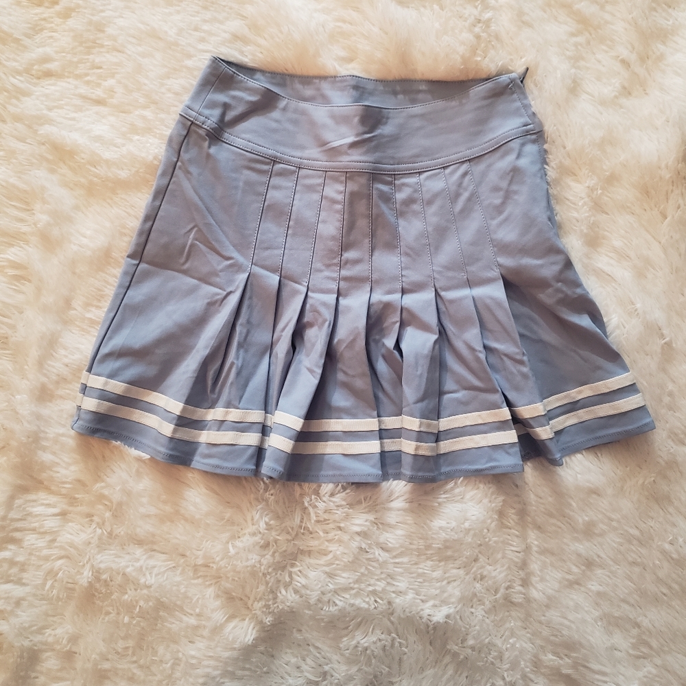 Divided 0 Pleated Blue Skirt